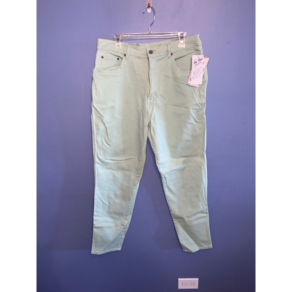 Vintage Women's Bill Blass Jeans Mint Green SZ 18 Stretch Straight Leg Mom Jeans